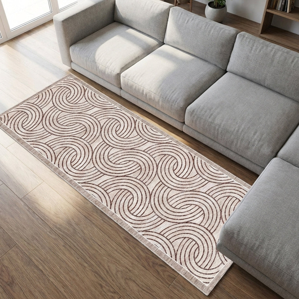 Muddy Carpet Orbit Washable Area Rugs for Living Room, Bedroom & Dining Room – Modern Soft Low Pile Non Slip Carpet – Pet Friendly Waterproof Foldable Rugs for Home