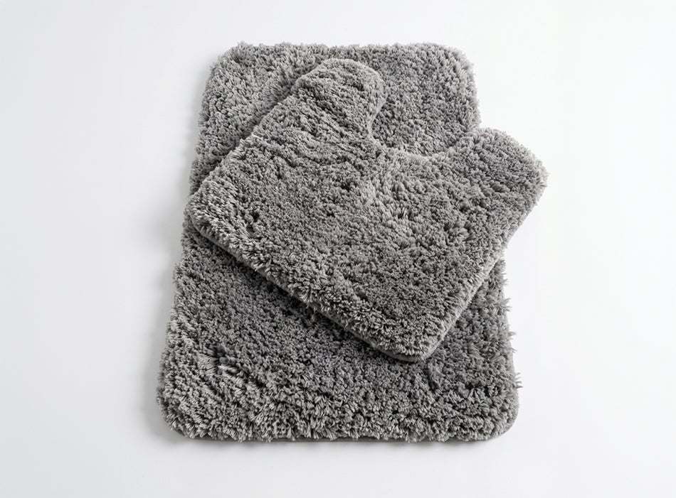 Muddy Mat® Fluffy Bathroom Rugs 2 Piece Set, Soft Absorbent Microfiber Bath Mats, Non Slip, Quick Dry, Machine Washable for Floor, Tub, Shower & Toilet, 20"x30" + 20"x20" U-Shaped