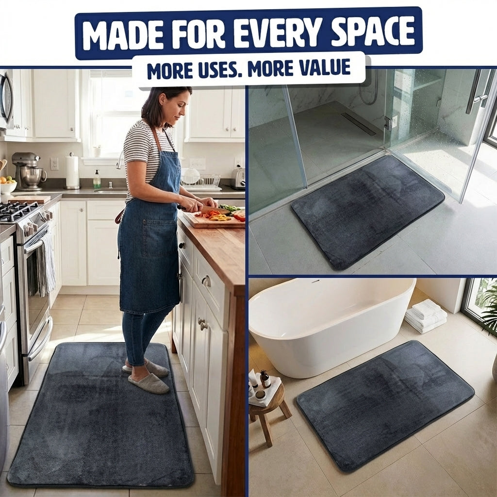 Muddy Mat® Memory Foam Bath Mat Set 2 Piece – Velvet Soft Non Slip Bathroom Rugs Set, Thick Absorbent Washable Bath Mats for Bathroom Floor and Shower, 20"x30" + 20"x20" U-Shaped
