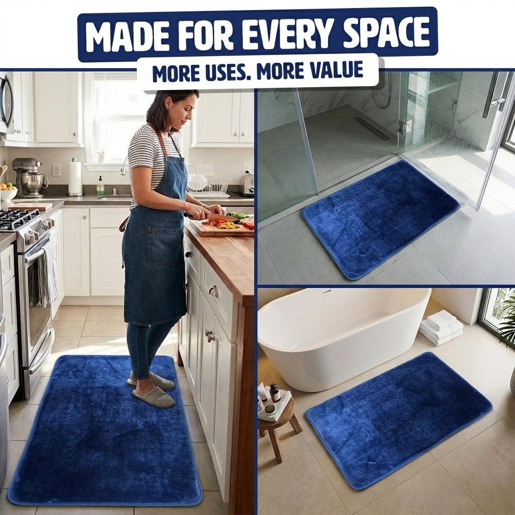 Muddy Mat® Memory Foam Bath Mat Set 2 Piece – Velvet Soft Non Slip Bathroom Rugs Set, Thick Absorbent Washable Bath Mats for Bathroom Floor and Shower, 20"x30" + 20"x20" U-Shaped