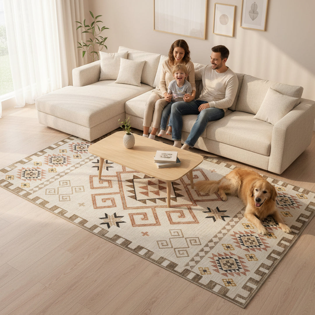 Muddy Carpet Sedona Washable Area Rugs for Living Room, Bedroom & Dining Room – Modern Soft Low Pile Non Slip Carpet – Pet Friendly Waterproof Foldable Rugs for Home