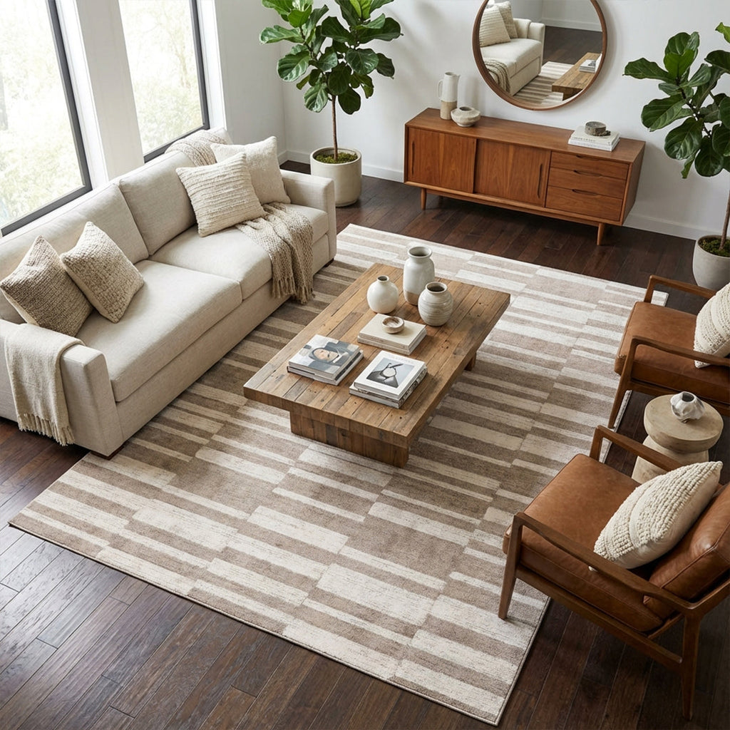 Muddy Carpet Brickline Washable Area Rugs for Living Room, Bedroom & Dining Room – Modern Soft Low Pile Non Slip Carpet – Pet Friendly Waterproof Foldable Rugs for Home