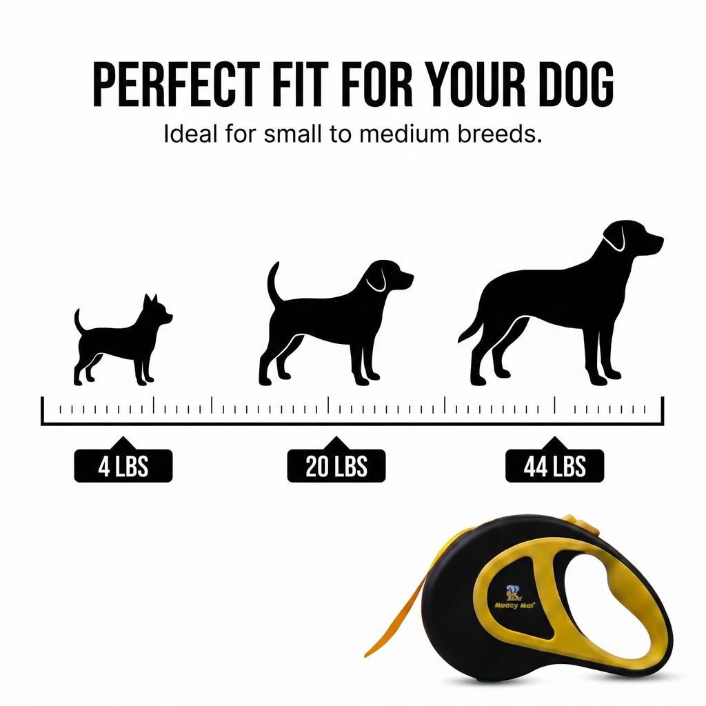 Muddy Mat® Retractable Dog Leash – 16 ft Heavy Duty Tape Leash for Small & Medium Dogs up to 44 lbs | One-Button Brake, 360° Tangle-Free | Ergonomic Grip