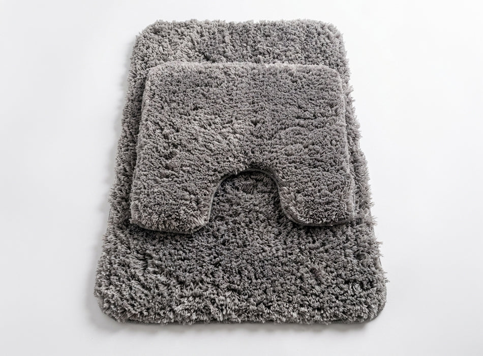 Muddy Mat® Fluffy Bathroom Rugs 2 Piece Set, Soft Absorbent Microfiber Bath Mats, Non Slip, Quick Dry, Machine Washable for Floor, Tub, Shower & Toilet, 20"x30" + 20"x20" U-Shaped