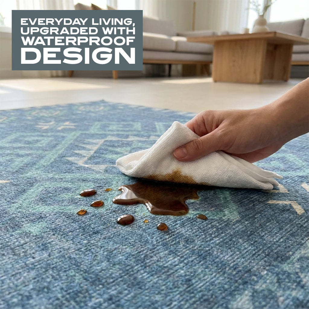 Muddy Carpet Mesa Washable Area Rugs for Living Room, Bedroom & Dining Room – Modern Soft Low Pile Non Slip Carpet – Pet Friendly Waterproof Foldable Rugs for Home