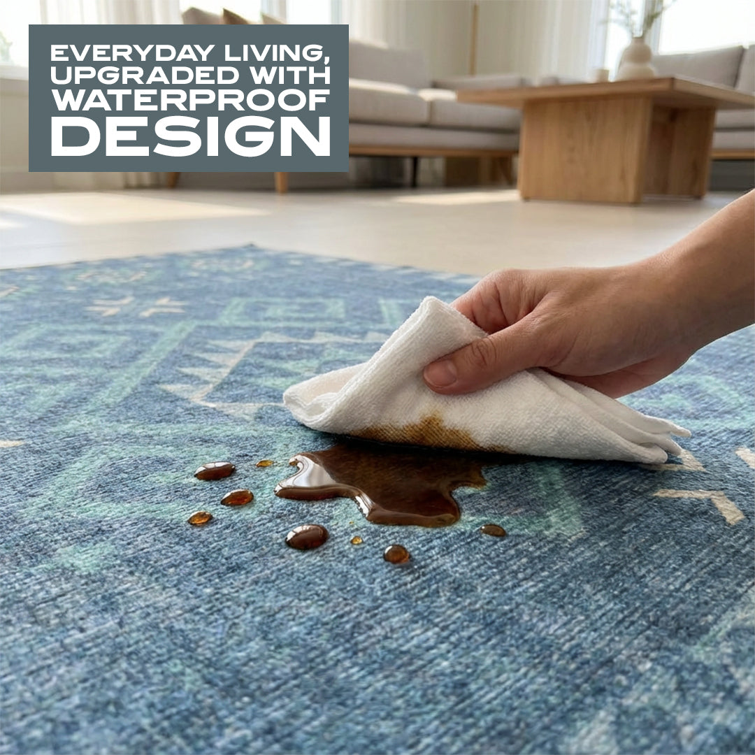 Muddy Carpet Mesa Washable Area Rugs for Living Room, Bedroom & Dining Room – Modern Soft Low Pile Non Slip Carpet – Pet Friendly Waterproof Foldable Rugs for Home