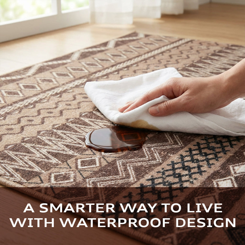 Muddy Carpet Nomad Washable Area Rugs for Living Room, Bedroom & Dining Room – Modern Soft Low Pile Non Slip Carpet – Pet Friendly Waterproof Foldable Rugs for Home