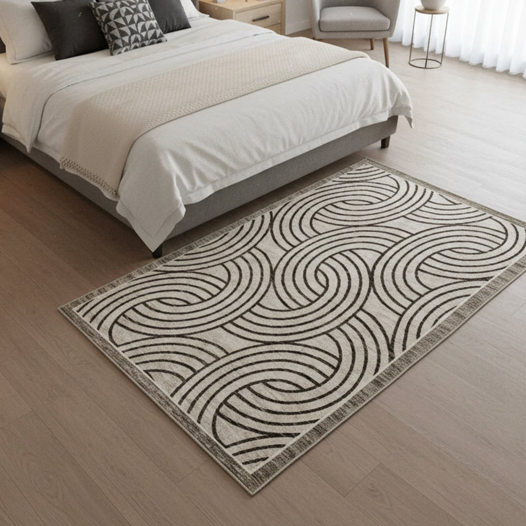 Muddy Carpet Orbit Washable Area Rugs for Living Room, Bedroom & Dining Room – Modern Soft Low Pile Non Slip Carpet – Pet Friendly Waterproof Foldable Rugs for Home