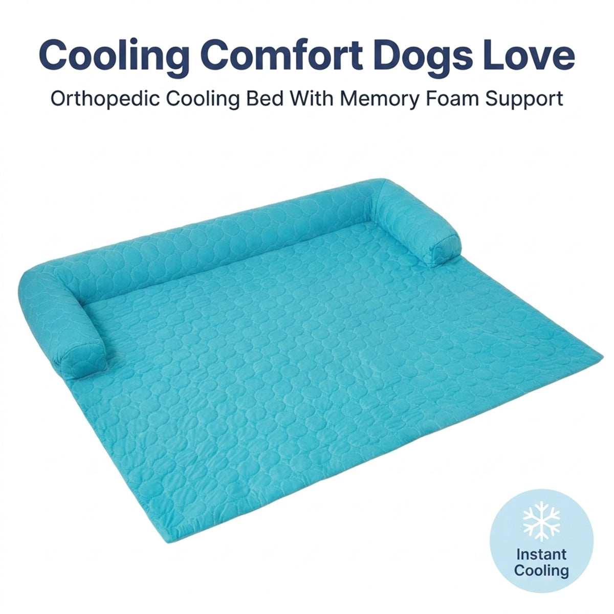 Muddy Mat® Ice Silk Cooling Dog Bed with Orthopedic Memory Foam & Bolster Rim, Self-Cooling Breathable Pet Sofa Bed, Extra-Wide Sofa Protection, Non-Slip, Detachable & Machine Washable