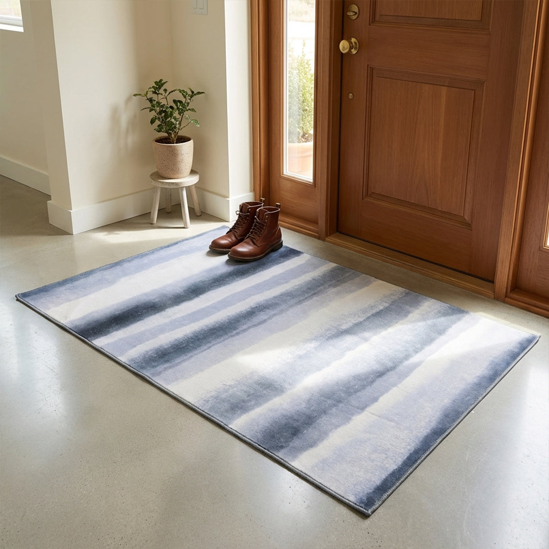 Muddy Carpet Mist Washable Area Rugs for Living Room, Bedroom & Dining Room – Modern Soft Low Pile Non Slip Carpet – Pet Friendly Waterproof Foldable Rugs for Home