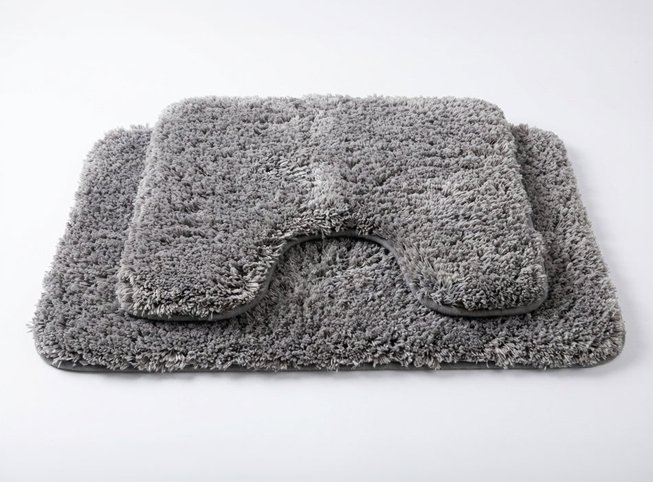 Muddy Mat® Fluffy Bathroom Rugs 2 Piece Set, Soft Absorbent Microfiber Bath Mats, Non Slip, Quick Dry, Machine Washable for Floor, Tub, Shower & Toilet, 20"x30" + 20"x20" U-Shaped