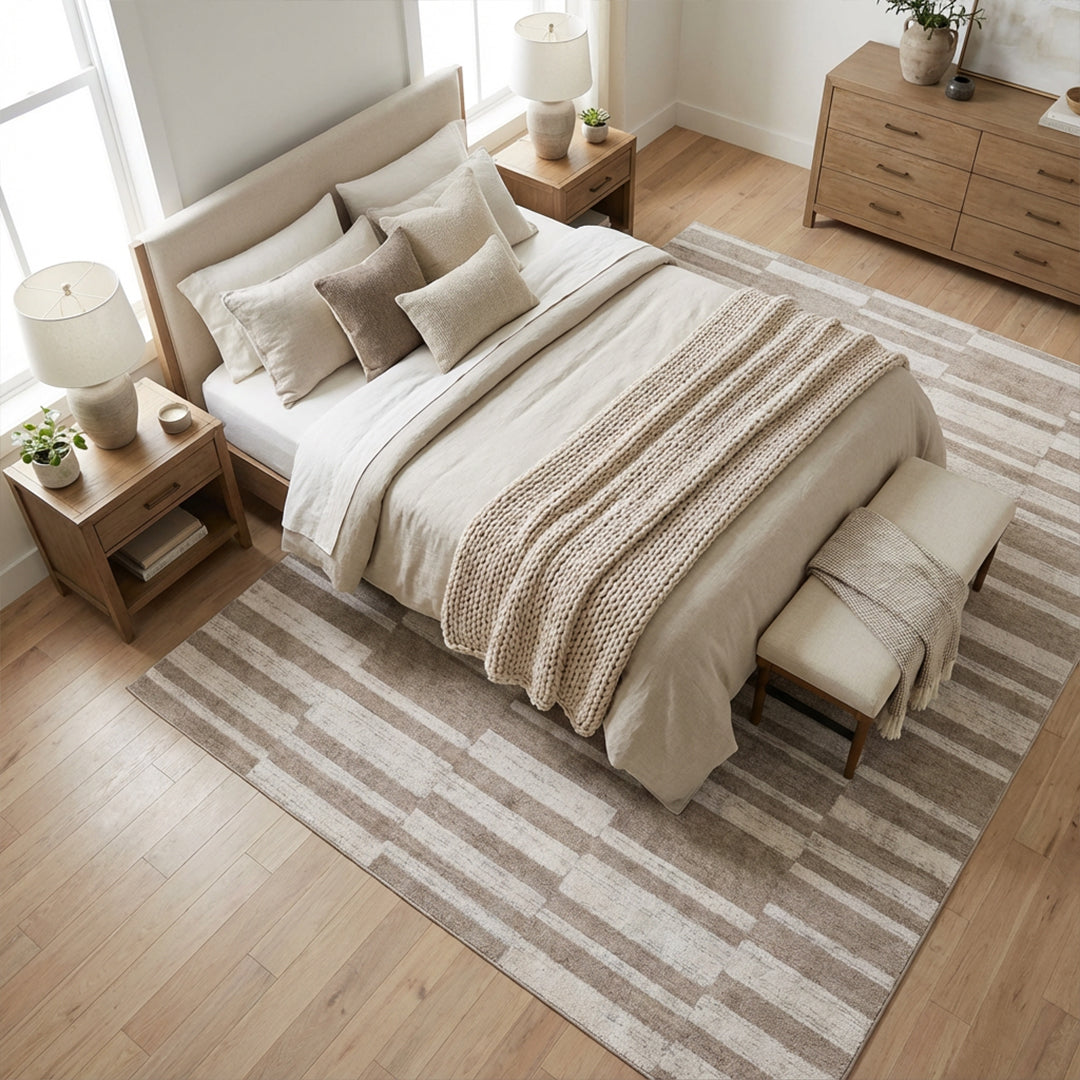 Muddy Carpet Brickline Washable Area Rugs for Living Room, Bedroom & Dining Room – Modern Soft Low Pile Non Slip Carpet – Pet Friendly Waterproof Foldable Rugs for Home