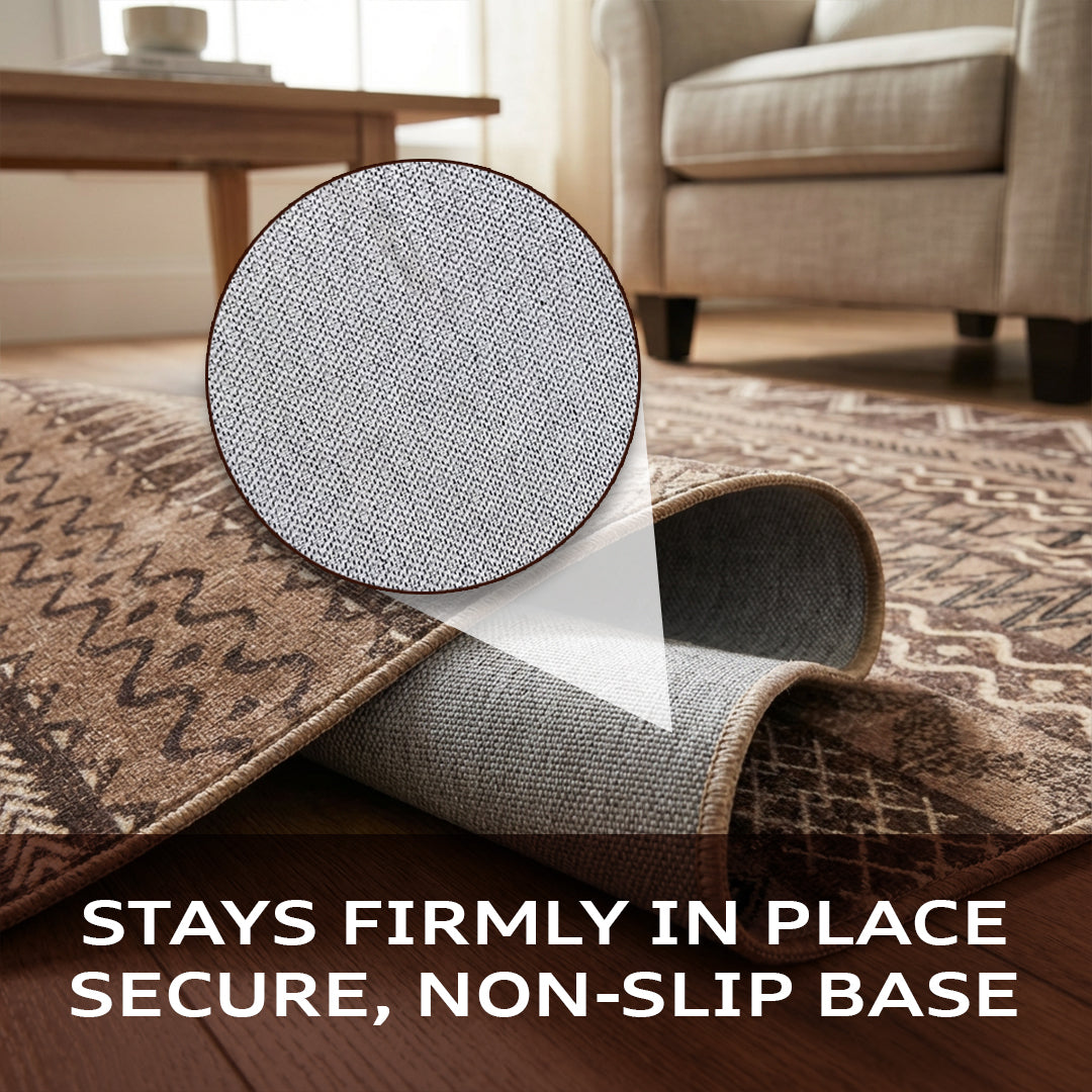 Muddy Carpet Nomad Washable Area Rugs for Living Room, Bedroom & Dining Room – Modern Soft Low Pile Non Slip Carpet – Pet Friendly Waterproof Foldable Rugs for Home