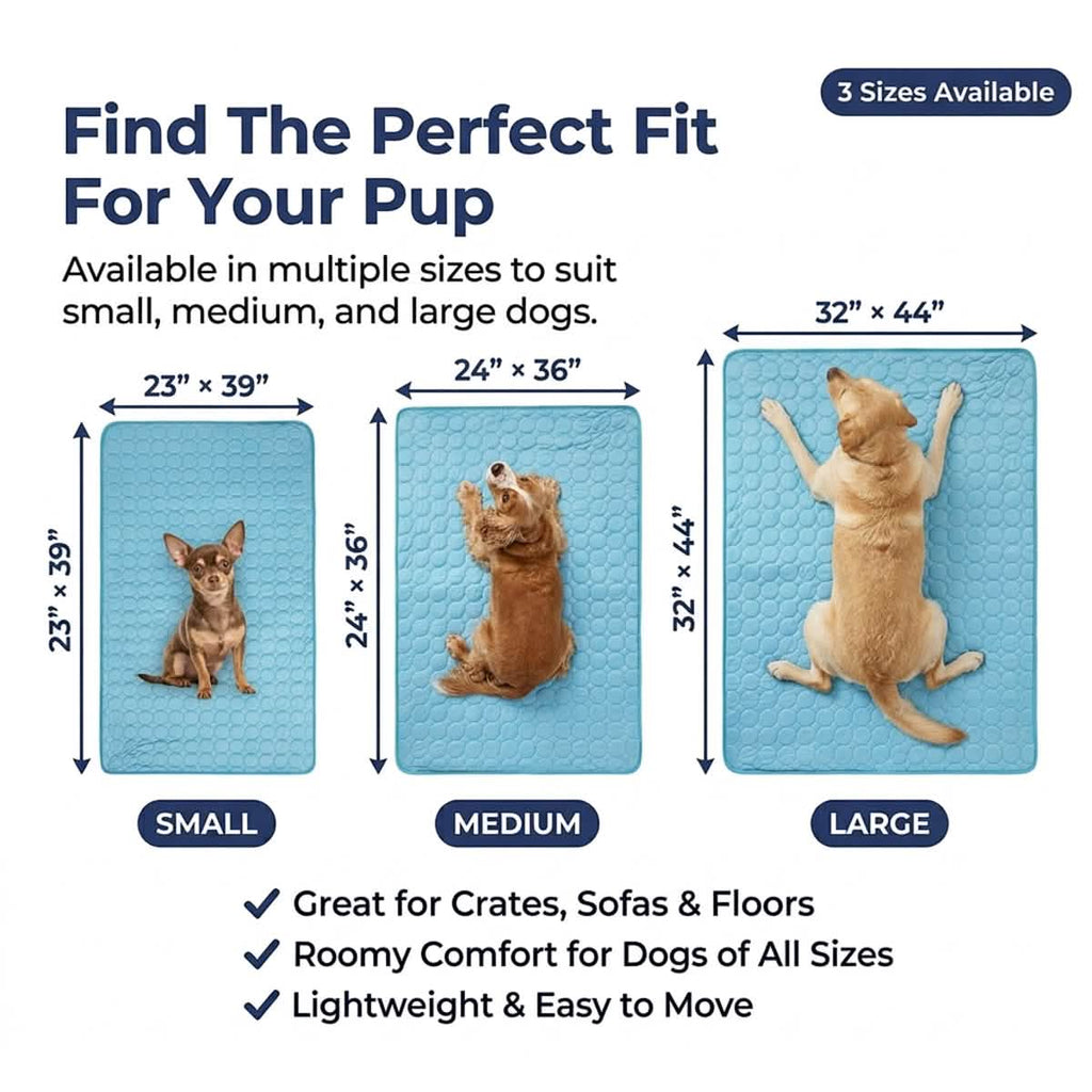 Muddy Mat® Self-Cooling Dog Mat, Ice Silk Cooling Pad for Dogs & Cats, No Water or Electricity Needed, Easy to Clean Non-Slip Summer Pet Mat for Indoor & Outdoor, Sofa, Crate & Car