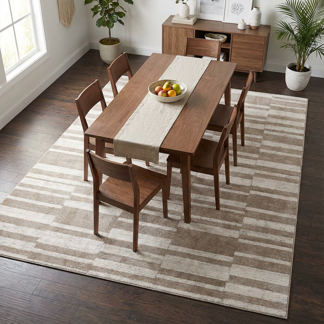 Muddy Carpet Brickline Washable Area Rugs for Living Room, Bedroom & Dining Room – Modern Soft Low Pile Non Slip Carpet – Pet Friendly Waterproof Foldable Rugs for Home