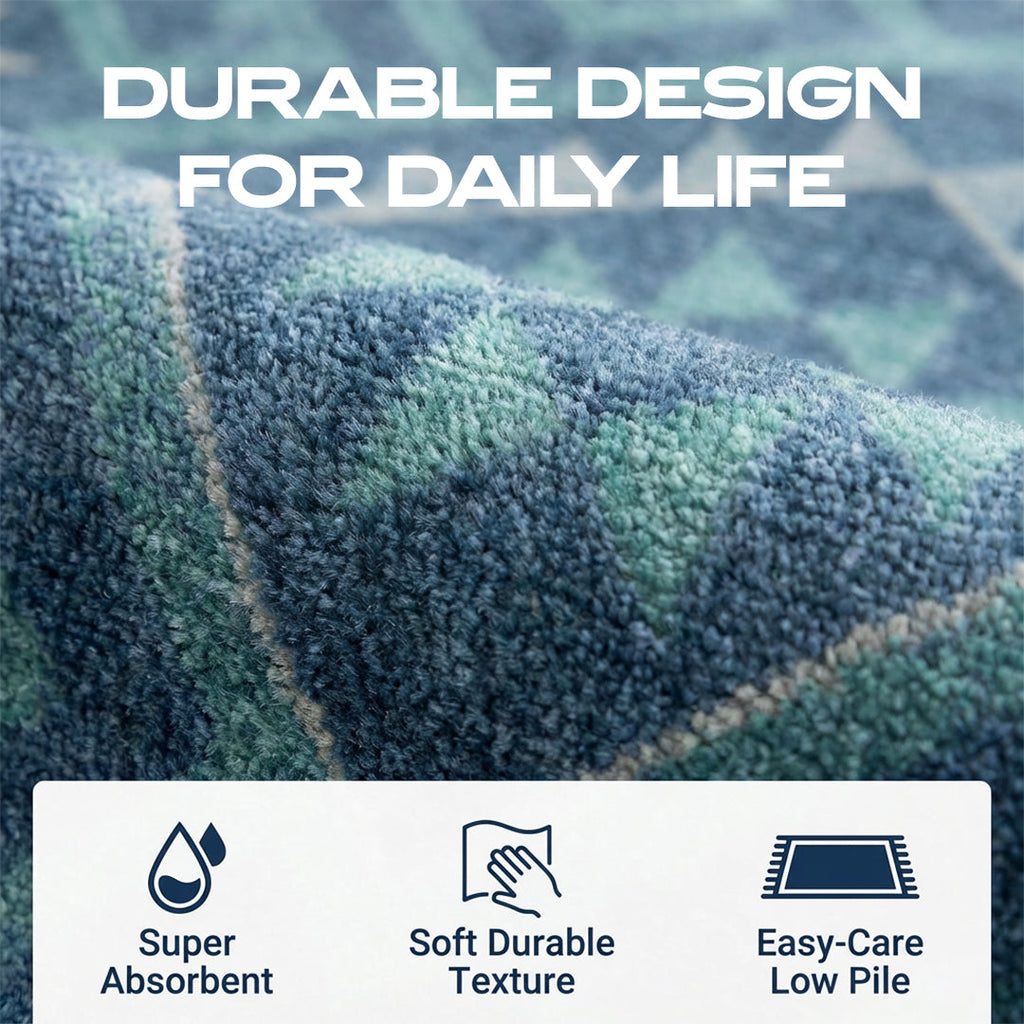 Muddy Carpet Mesa Washable Area Rugs for Living Room, Bedroom & Dining Room – Modern Soft Low Pile Non Slip Carpet – Pet Friendly Waterproof Foldable Rugs for Home