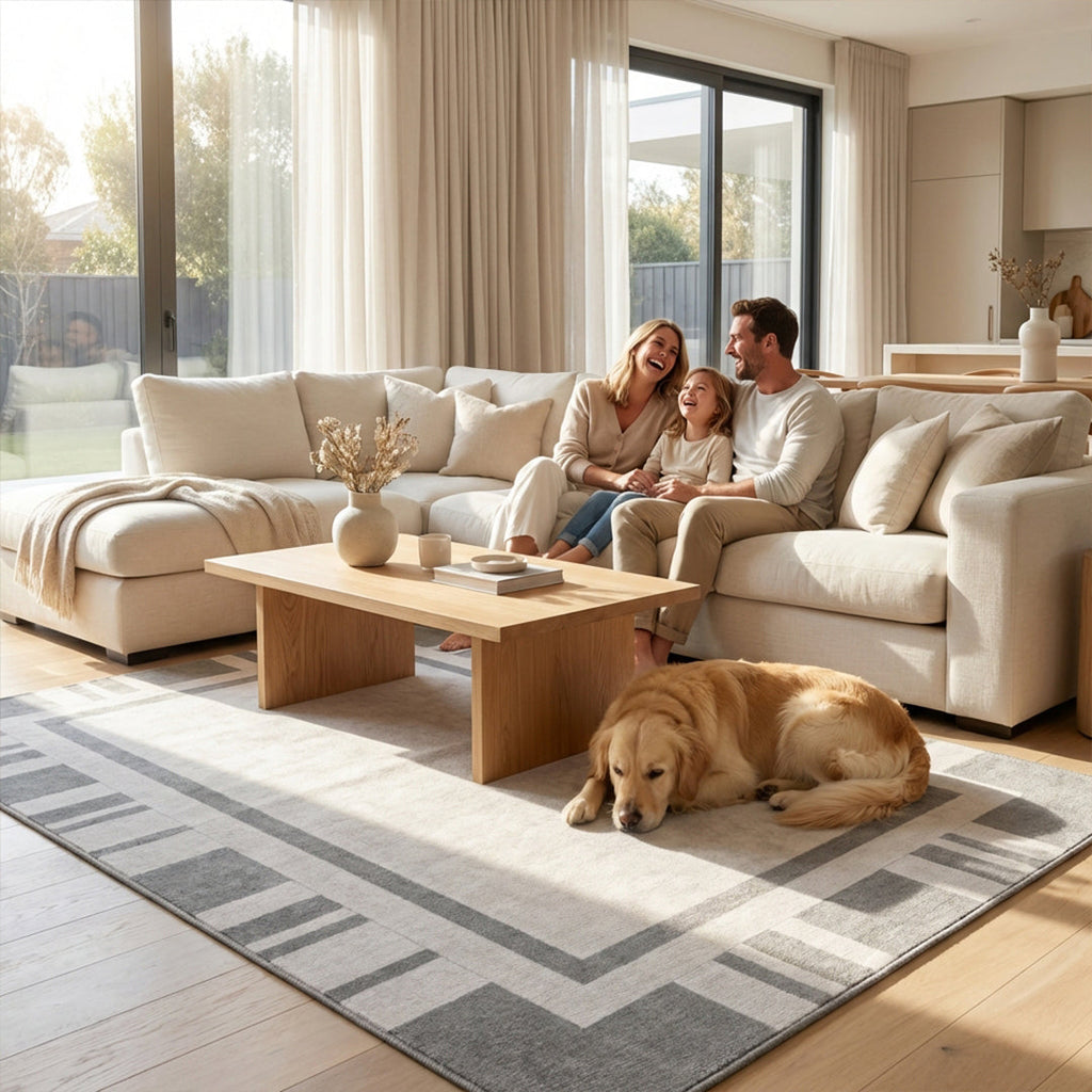 Muddy Carpet Trellis Washable Area Rugs for Living Room, Bedroom & Dining Room – Modern Soft Low Pile Non Slip Carpet – Pet Friendly Waterproof Foldable Rugs for Home