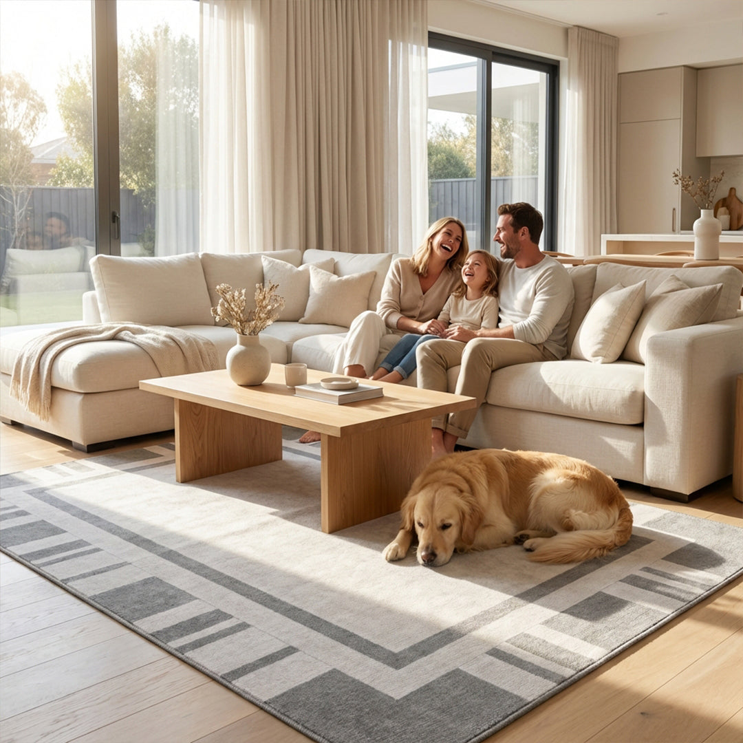 Muddy Carpet Trellis Washable Area Rugs for Living Room, Bedroom & Dining Room – Modern Soft Low Pile Non Slip Carpet – Pet Friendly Waterproof Foldable Rugs for Home