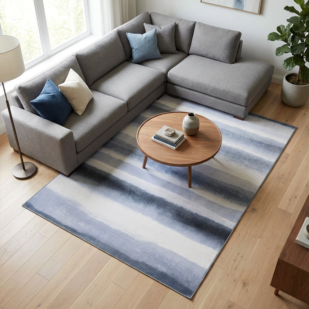 Muddy Carpet Mist Washable Area Rugs for Living Room, Bedroom & Dining Room – Modern Soft Low Pile Non Slip Carpet – Pet Friendly Waterproof Foldable Rugs for Home