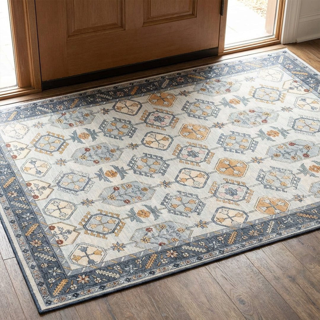 Muddy Carpet Celeste Washable Area Rugs for Living Room, Bedroom & Dining Room – Modern Soft Low Pile Non Slip Carpet – Pet Friendly Waterproof Foldable Rugs for Home