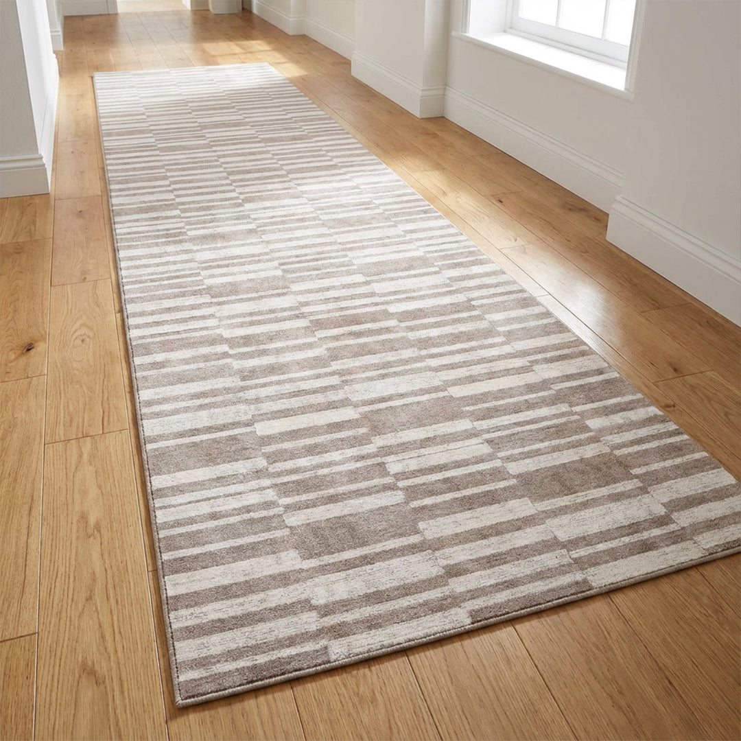 Muddy Carpet Brickline Washable Area Rugs for Living Room, Bedroom & Dining Room – Modern Soft Low Pile Non Slip Carpet – Pet Friendly Waterproof Foldable Rugs for Home