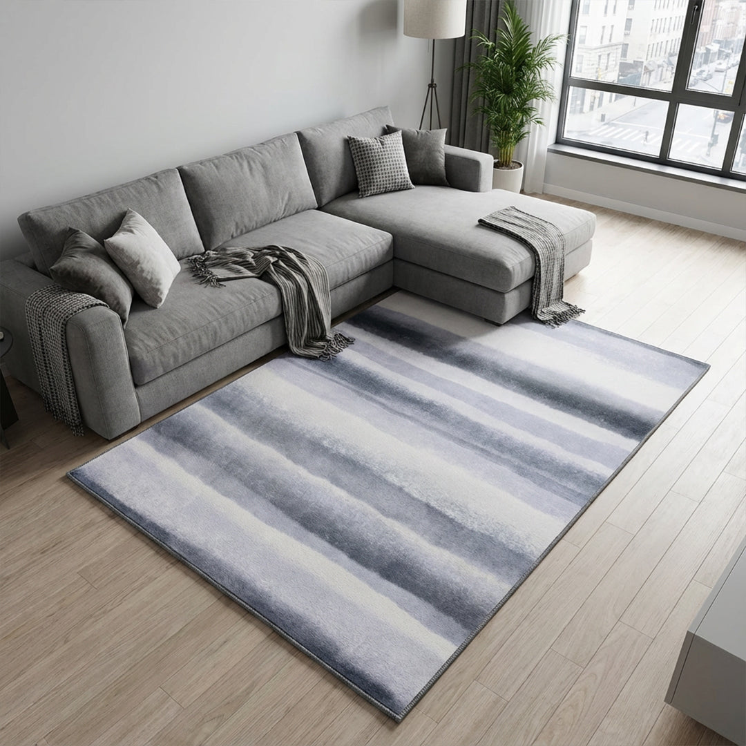 Muddy Carpet Mist Washable Area Rugs for Living Room, Bedroom & Dining Room – Modern Soft Low Pile Non Slip Carpet – Pet Friendly Waterproof Foldable Rugs for Home