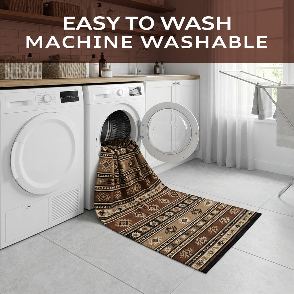 Muddy Carpet Nomad Washable Area Rugs for Living Room, Bedroom & Dining Room – Modern Soft Low Pile Non Slip Carpet – Pet Friendly Waterproof Foldable Rugs for Home