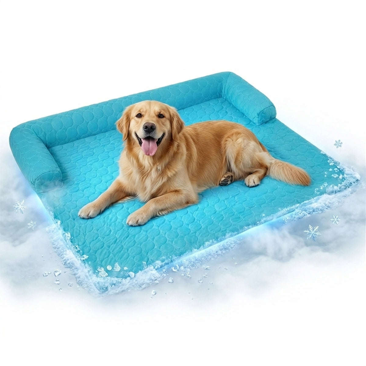 Muddy Mat® Ice Silk Cooling Dog Bed with Orthopedic Memory Foam & Bolster Rim, Self-Cooling Breathable Pet Sofa Bed, Extra-Wide Sofa Protection, Non-Slip, Detachable & Machine Washable