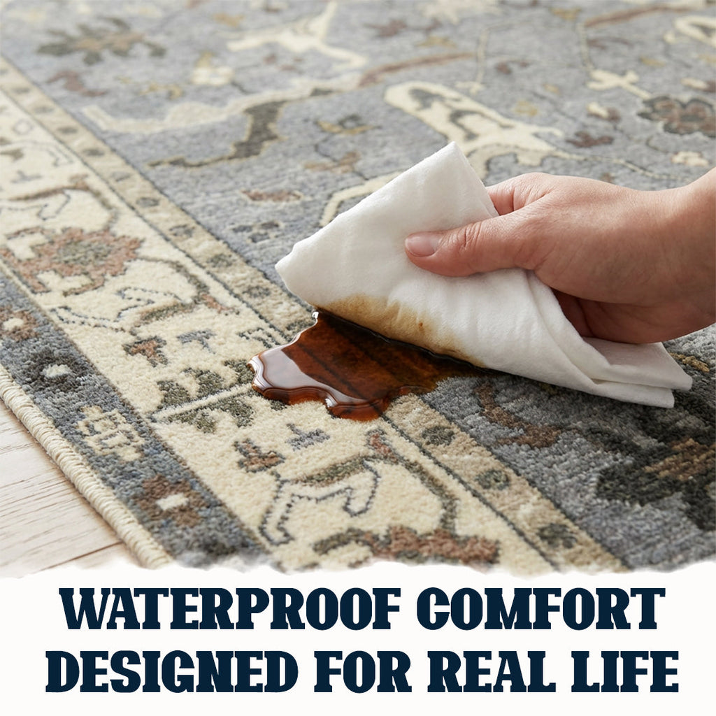 Muddy Carpet Duskfall Washable Area Rugs for Living Room, Bedroom & Dining Room – Modern Soft Low Pile Non Slip Carpet – Pet Friendly Waterproof Foldable Rugs for Home
