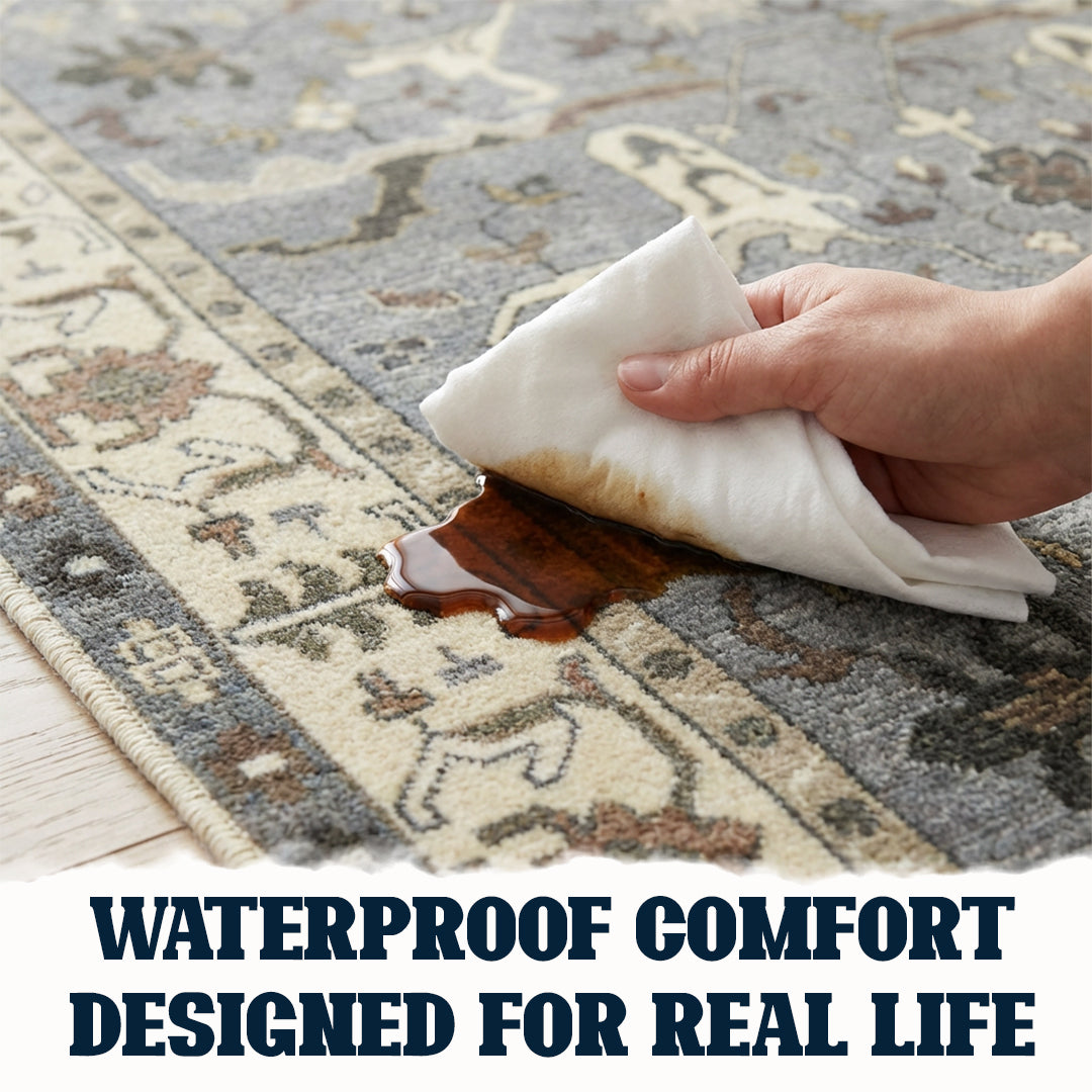 Muddy Carpet Duskfall Washable Area Rugs for Living Room, Bedroom & Dining Room – Modern Soft Low Pile Non Slip Carpet – Pet Friendly Waterproof Foldable Rugs for Home