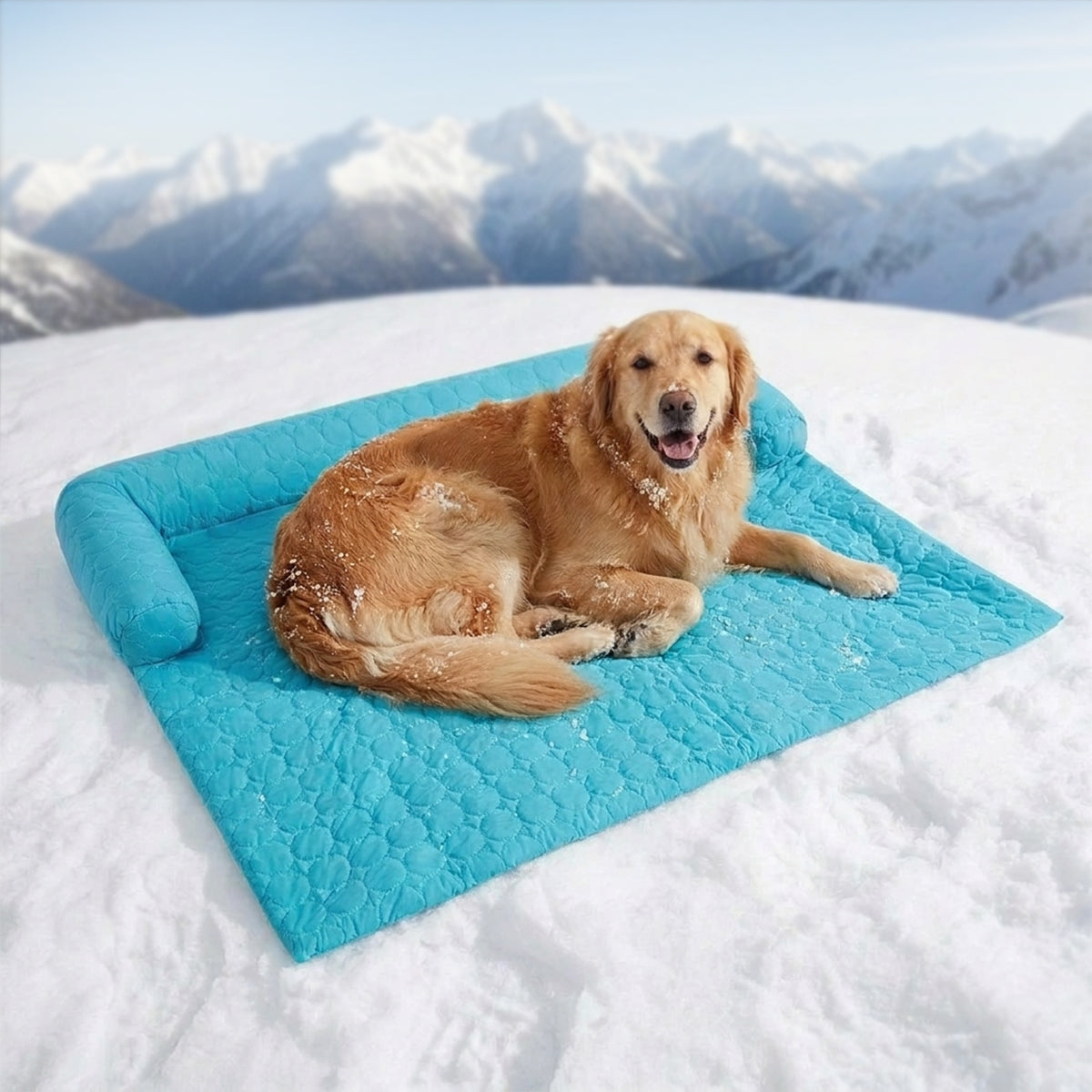 Muddy Mat® Ice Silk Cooling Dog Bed with Orthopedic Memory Foam & Bolster Rim, Self-Cooling Breathable Pet Sofa Bed, Extra-Wide Sofa Protection, Non-Slip, Detachable & Machine Washable