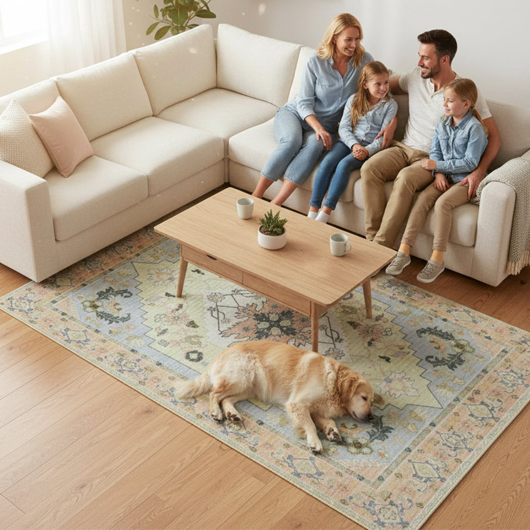 Muddy Carpet Sorrento Washable Area Rugs for Living Room, Bedroom & Dining Room – Modern Soft Low Pile Non Slip Carpet – Pet Friendly Waterproof Foldable Rugs for Home