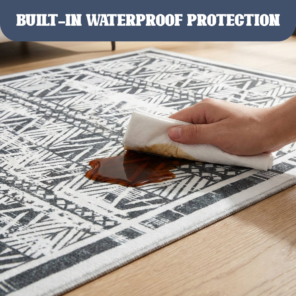Muddy Carpet Zenith Washable Area Rugs for Living Room, Bedroom & Dining Room – Modern Soft Low Pile Non Slip Carpet – Pet Friendly Waterproof Foldable Rugs for Home