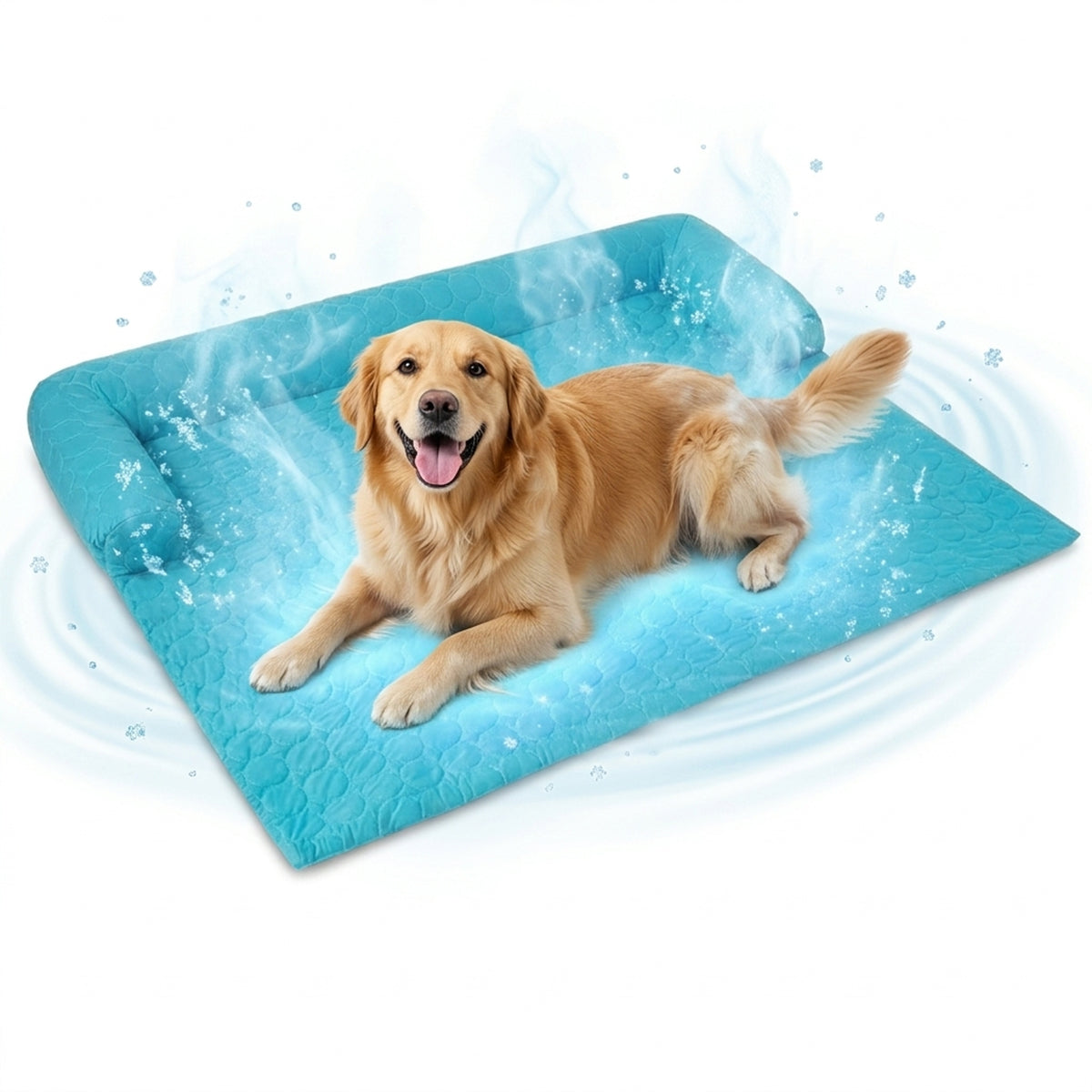 Muddy Mat® Ice Silk Cooling Dog Bed with Orthopedic Memory Foam & Bolster Rim, Self-Cooling Breathable Pet Sofa Bed, Extra-Wide Sofa Protection, Non-Slip, Detachable & Machine Washable