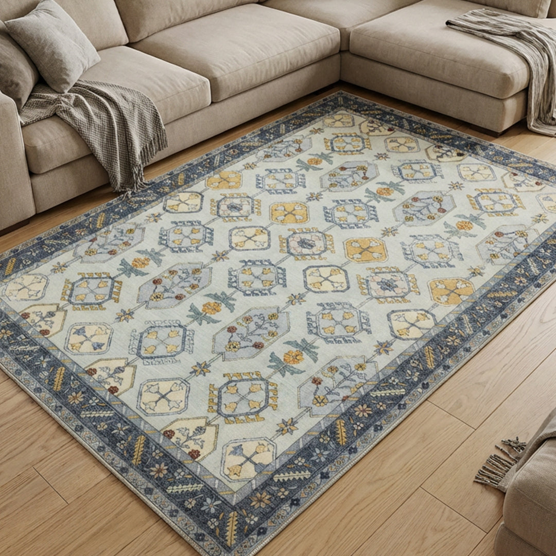 Muddy Carpet Celeste Washable Area Rugs for Living Room, Bedroom & Dining Room – Modern Soft Low Pile Non Slip Carpet – Pet Friendly Waterproof Foldable Rugs for Home