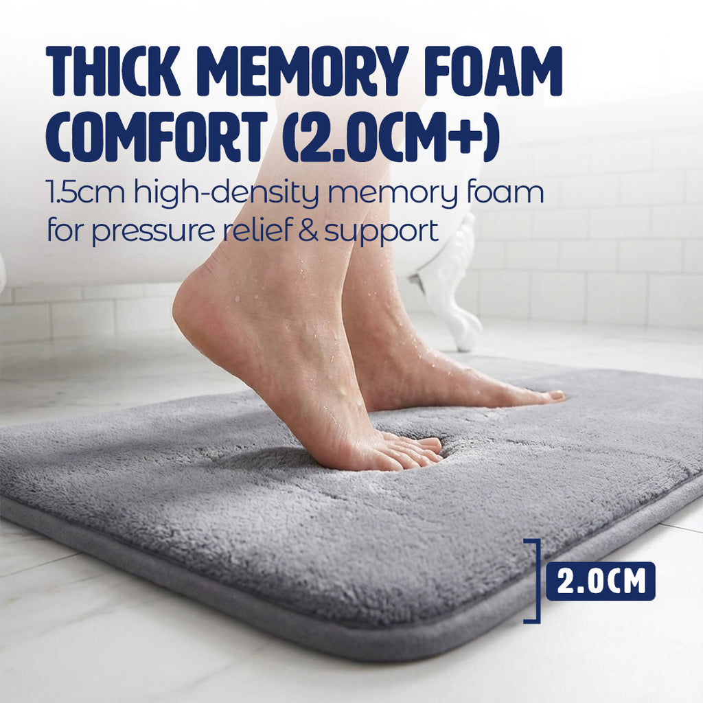 Muddy Mat® Memory Foam Bath Mat – Velvet Soft Non Slip Bathroom Rugs, Thick Absorbent Bath Rugs, Washable Bath Mat for Bathroom Floor and Shower