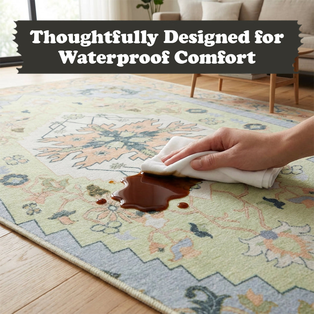 Muddy Carpet Sorrento Washable Area Rugs for Living Room, Bedroom & Dining Room – Modern Soft Low Pile Non Slip Carpet – Pet Friendly Waterproof Foldable Rugs for Home