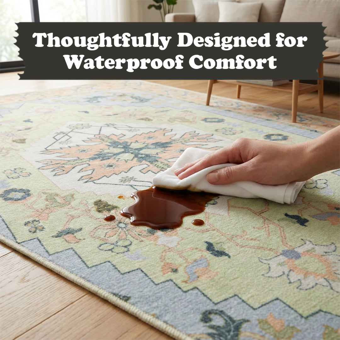 Muddy Carpet Sorrento Washable Area Rugs for Living Room, Bedroom & Dining Room – Modern Soft Low Pile Non Slip Carpet – Pet Friendly Waterproof Foldable Rugs for Home