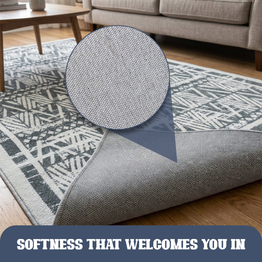 Muddy Carpet Zenith Washable Area Rugs for Living Room, Bedroom & Dining Room – Modern Soft Low Pile Non Slip Carpet – Pet Friendly Waterproof Foldable Rugs for Home