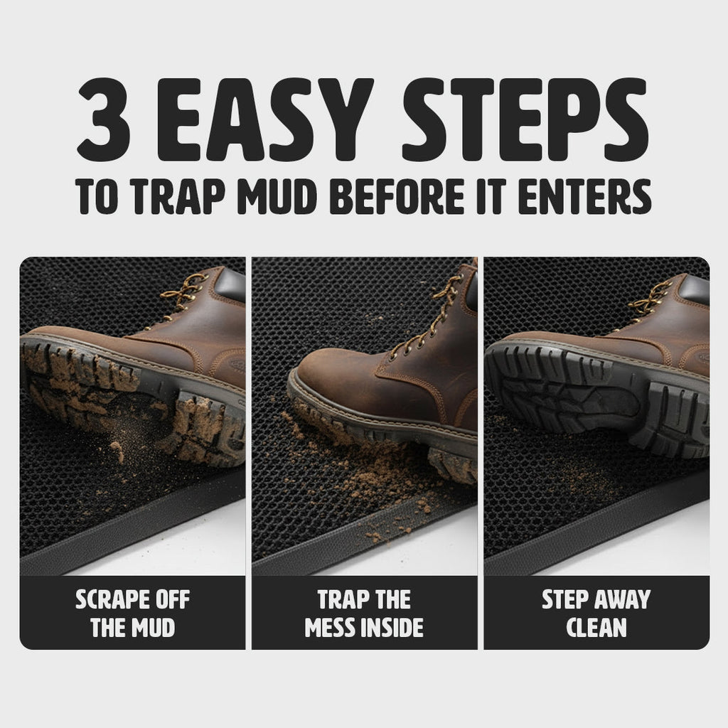 Muddy Mat® Semi-Circle Meshy Door Mat Heavy-Duty Quick-Dry Floor Mat, Sand & Dirt Trapper for Indoor & Outdoor, Ideal for Entrance, Patios & Garages, Low-Profile, Non-Slip, Washable, Mudroom