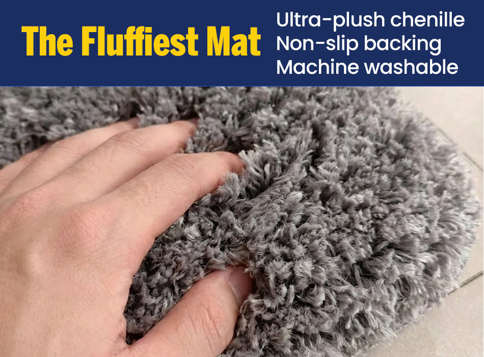 Muddy Mat® Fluffy Bathroom Rug, Soft Absorbent Microfiber Bath Mat, Non Slip, Quick Dry, Machine Washable for Bathroom Floor, Tub, Shower, Toilet and Sink