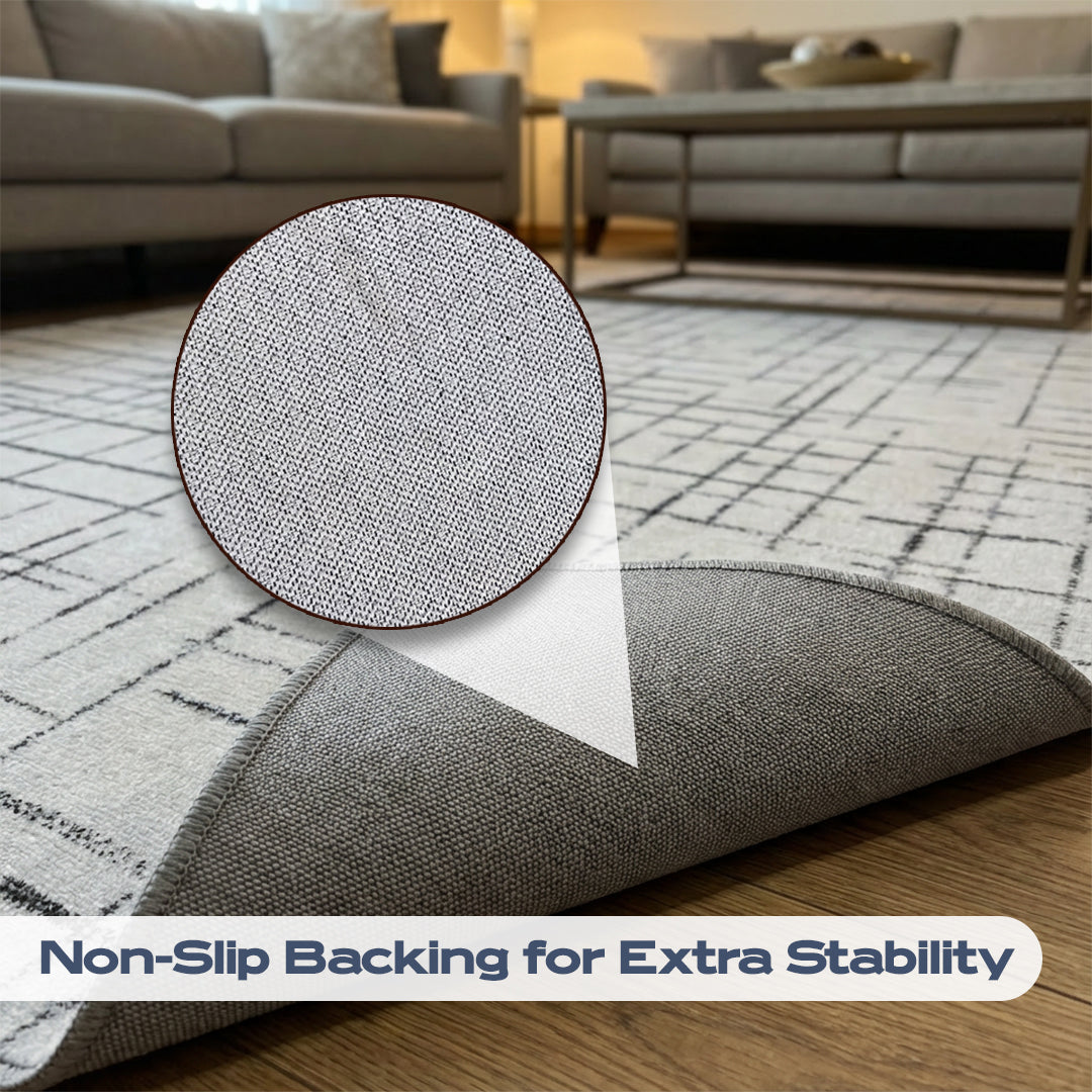 Muddy Carpet Strata Washable Area Rugs for Living Room, Bedroom & Dining Room – Modern Soft Low Pile Non Slip Carpet – Pet Friendly Waterproof Foldable Rugs for Home