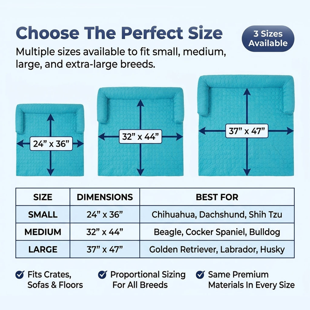 Muddy Mat® Ice Silk Cooling Dog Bed with Orthopedic Memory Foam & Bolster Rim, Self-Cooling Breathable Pet Sofa Bed, Extra-Wide Sofa Protection, Non-Slip, Detachable & Machine Washable