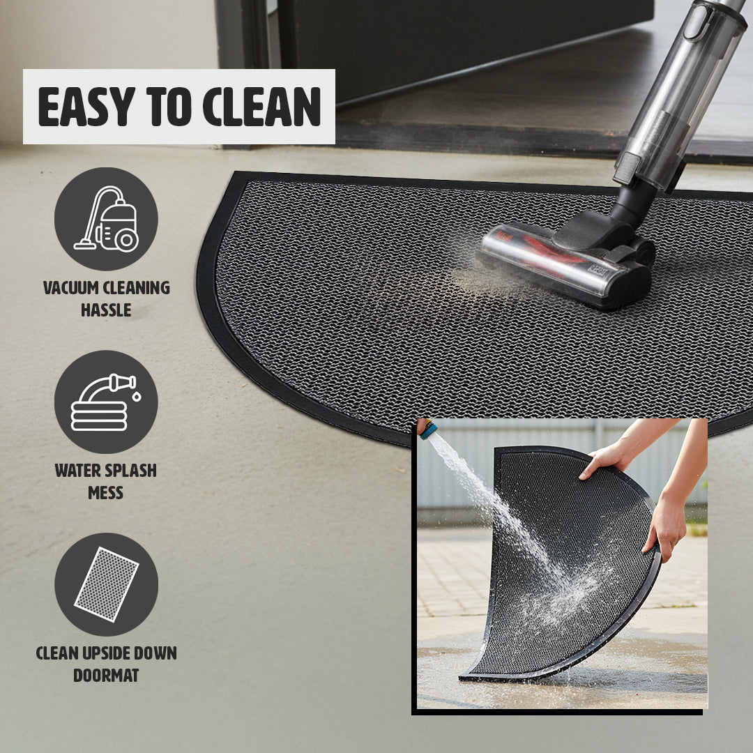 Muddy Mat® Semi-Circle Meshy Door Mat Heavy-Duty Quick-Dry Floor Mat, Sand & Dirt Trapper for Indoor & Outdoor, Ideal for Entrance, Patios & Garages, Low-Profile, Non-Slip, Washable, Mudroom