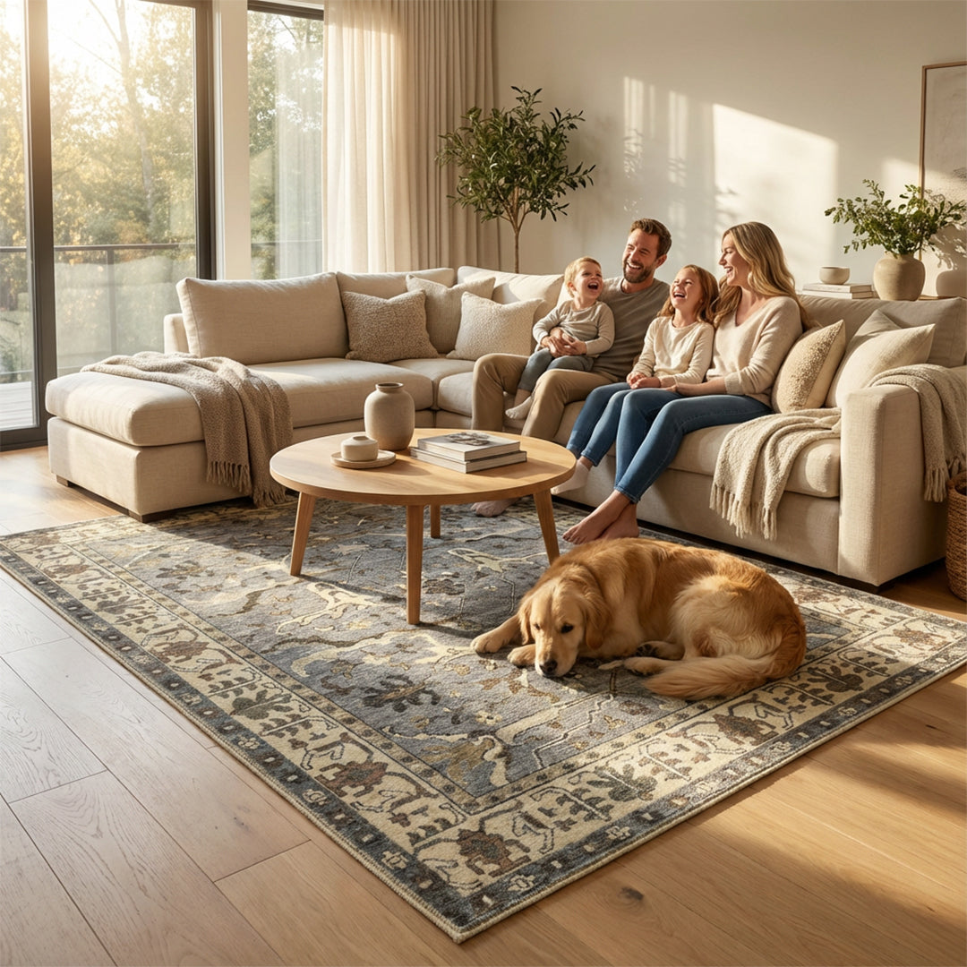 Muddy Carpet Duskfall Washable Area Rugs for Living Room, Bedroom & Dining Room – Modern Soft Low Pile Non Slip Carpet – Pet Friendly Waterproof Foldable Rugs for Home