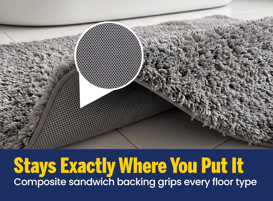Muddy Mat® Fluffy Bathroom Rug, Soft Absorbent Microfiber Bath Mat, Non Slip, Quick Dry, Machine Washable for Bathroom Floor, Tub, Shower, Toilet and Sink