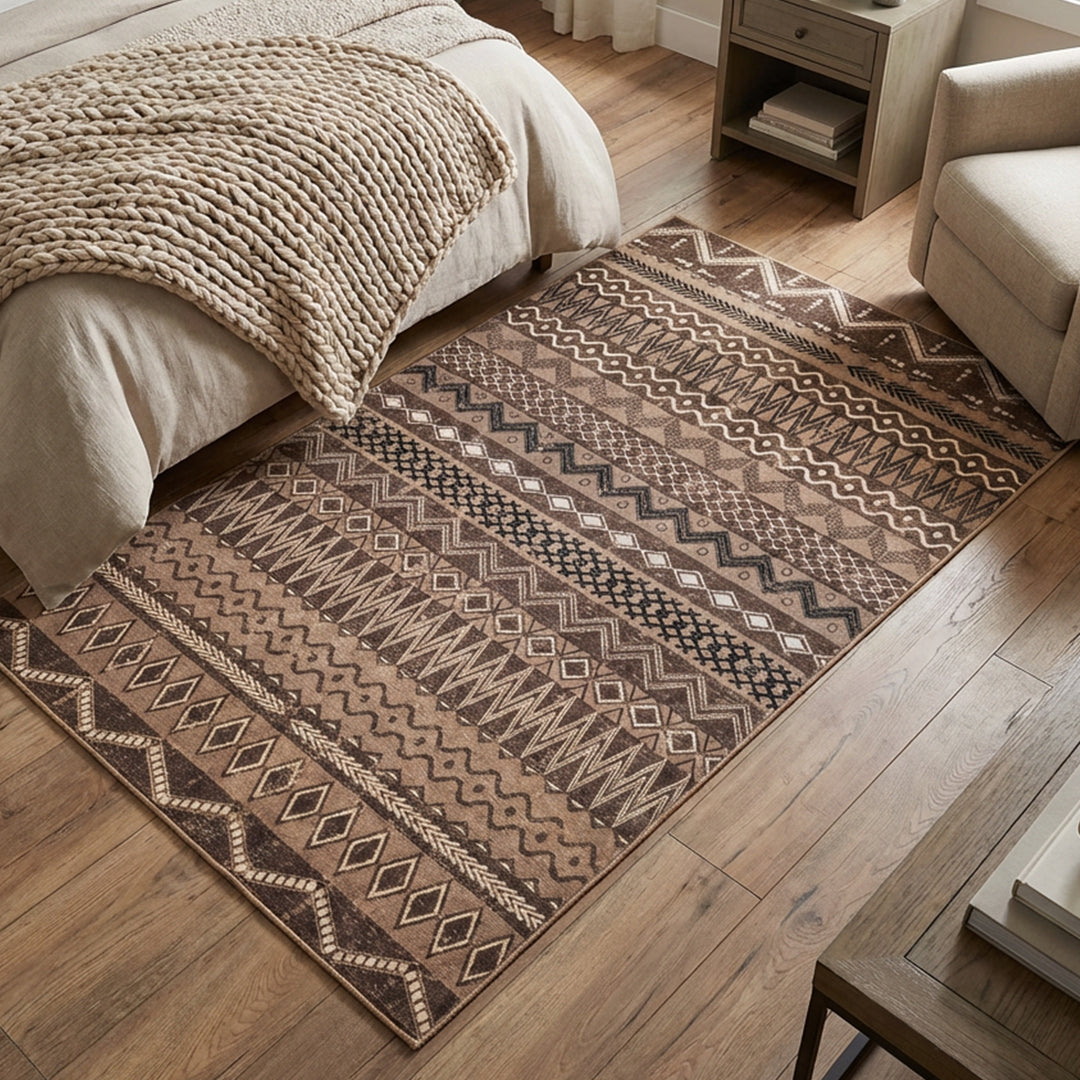 Muddy Carpet Nomad Washable Area Rugs for Living Room, Bedroom & Dining Room – Modern Soft Low Pile Non Slip Carpet – Pet Friendly Waterproof Foldable Rugs for Home