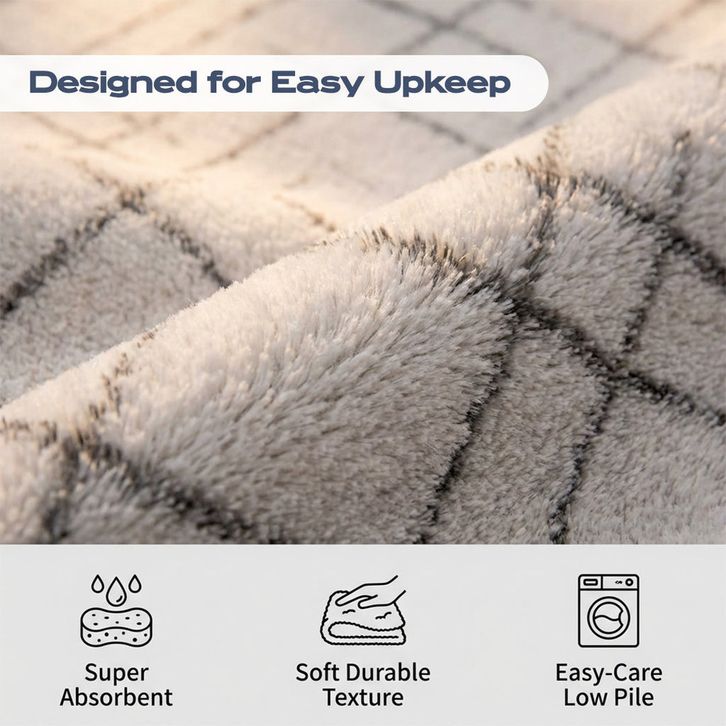 Muddy Carpet Strata Washable Area Rugs for Living Room, Bedroom & Dining Room – Modern Soft Low Pile Non Slip Carpet – Pet Friendly Waterproof Foldable Rugs for Home