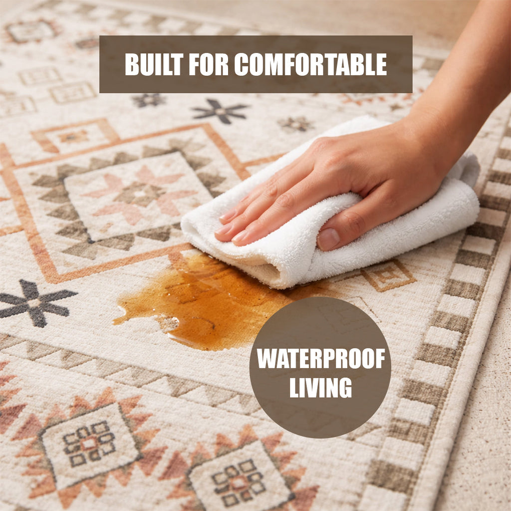 Muddy Carpet Sedona Washable Area Rugs for Living Room, Bedroom & Dining Room – Modern Soft Low Pile Non Slip Carpet – Pet Friendly Waterproof Foldable Rugs for Home