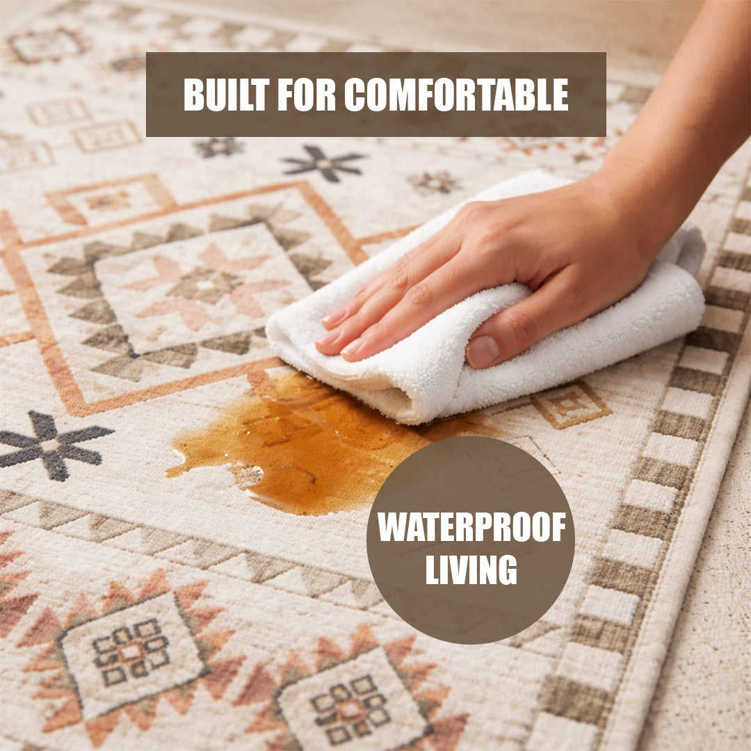 Muddy Carpet Sedona Washable Area Rugs for Living Room, Bedroom & Dining Room – Modern Soft Low Pile Non Slip Carpet – Pet Friendly Waterproof Foldable Rugs for Home